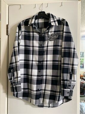 Port Authority Black & White Plaid women’s Button-Up Shirt -with rollup sleeves
